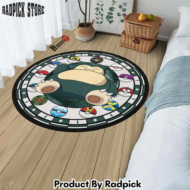 Snorlax round rug custom pokemon anime circle carpet  rp0000954